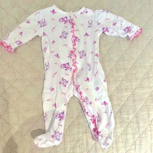 Kissy Kissy Zip Footie in Princess Print Pima Cotton